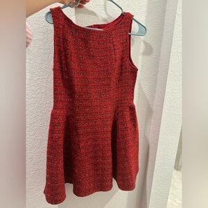 Red Tweed Sleeveless Dress